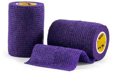 SPORTTAPE Self-Adhesive Cohesive Bandage, 2 Rolls - 7.5cm x 4.5m, Purple | Compression & Vet Wrap for Dogs, Horses, Sports Stretch Tape for Football, Ankles, Joints, Fingers, Wrists & Sock Tape