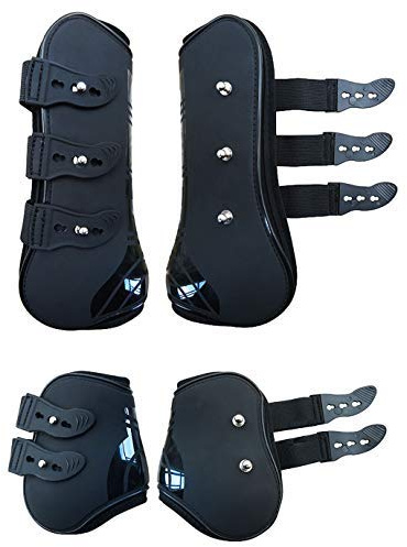 Zelro Open Front Jumping Tendon and Hind Fetlock Horses Boots, Secure Leg Protection, Lightweight and Tough Dressage Horse Riding Equestrian Equipment