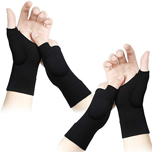 Nuanchu 2 Paia Supporto Polso Mano in Gel Pad Tutore Pollice Ferite Guanti Supporto Tunnel Carpale Guanto Compressione Sollievo Tutore Ceppo Distorsione da Artrite per Tendinite (Nero)