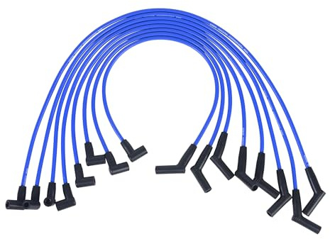 RLP Silicone Spark Plug Wires Set 8.0mm Blue Replacement for SBF Small Block Ford Valve Cover Wires 221 255 260 289 302 351W Fits HEI Distributor Caps