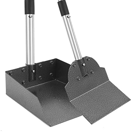 LUFFWELL Pooper Scooper, Metal Aluminum Tray and Spade Poop Scoop Set with Adjustable Stainless Steel Long Handle, Pet Waste Removal Heavy Duty Poop Scooper (Tray&Spade, Small)