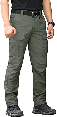 CARWORNIC Men's Tactical Trousers Waterproof Cargo Trousers Lightweight Outdoor Hiking Pants for Men Casual Work Trousers Ripstop Military Army Combat Pants with Multi Pockets