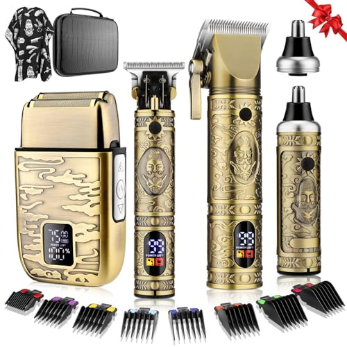 Misuke Cordless Men's Hair Clippers, T-Blade Trimmer, Nose Hair Trimmer, Electric Shaver Set, Professional Metal Body Men's Shaver Haircut Grooming Kit with LCD Display,for Gifts