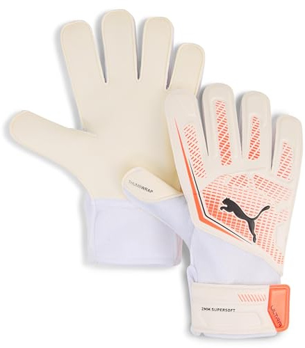 Puma Puma Ultra Play RC, Guantes de Portero Niños, Puma White-Glowing Red-Puma Black, 7