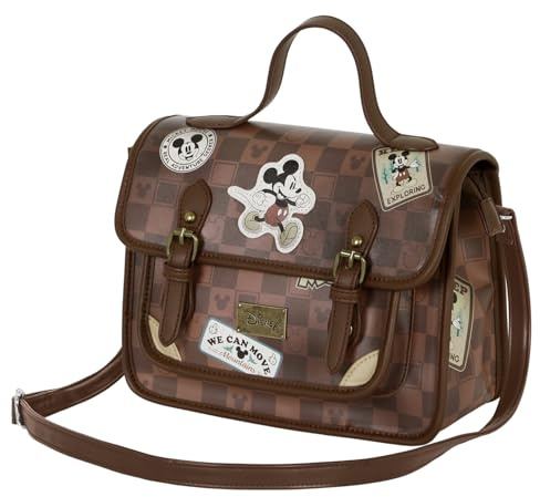 Disney Micky Maus Journey-Satchel Rucksack-Schultertasche, Braun, 27 x 20 cm