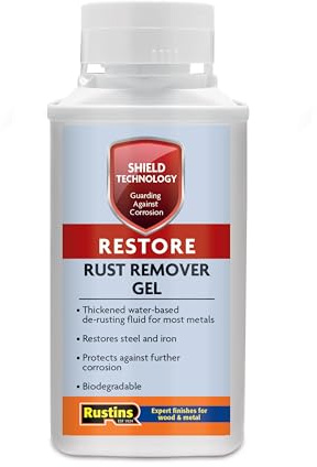 Rustins Shield Technology Rust Remover Gel 250ml – Restore Metal Surfaces with Advanced Gel Formula Easy Application for Vertical Surfaces Sustainable Rust Removal