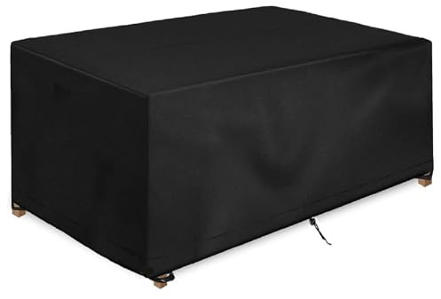 Cubierta para muebles de jardín resistente al agua, 90 x 60 x 80 cm, multitamaño, negro, rectangular, para muebles de jardín, antirayos UV 420D, tejido Oxford, resistente al viento, funda protectora