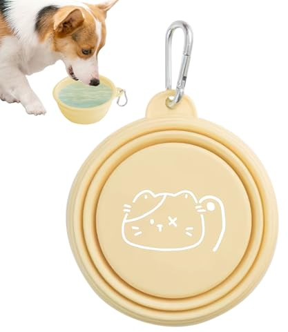 Cuenco plegable para mascotas - 15 cm portátil para perros, taza de alimentación plegable para gatos, fácil de beber | Cuenco de agua reutilizable duradero para acampar - Sombreros de senderismo al