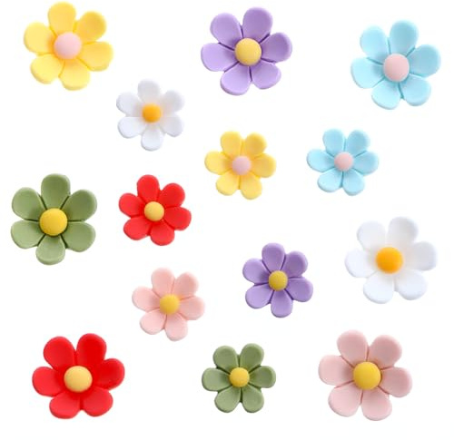 Hpmjz 14 imanes para nevera, bonitos imanes coloridos para nevera, mini 3D, seis pétalos, manualidades, decoración para pizarras, taquillas, pizarra blanca, oficina, taquilla de cocina (7 pequeños + 7