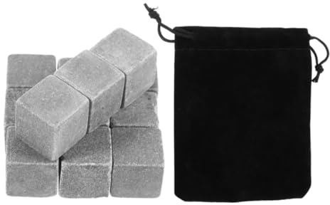 MOTHNUR 12 Pezzi Cubetti di Ghiaccio in Marmo Riutilizzabili per Whisky e Vino Pietre Refrigeranti Non Diluenti Raffreddamento Rapido e Prolungato Accessori per Bevande Fredde Adatti a