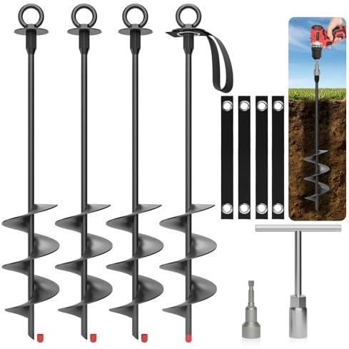 Aischens Anclaje de Tierra Resistente de Acero Inoxidable 45cm 4 Unidades