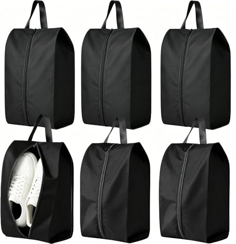5 Pack Travel Shoe Bags – Large Oxford Fabric Shoe Pouches for Luggage, Dustproof Black Storage Organizer for Men Women Suitcases, Gym & Closet with Carry Handle & Smooth Zipper