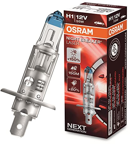 OSRAM NIGHT BREAKER LASER H1, +150% more brightness, halogen headlight lamp, 64150NL, 12V, folding box (1 lamp)
