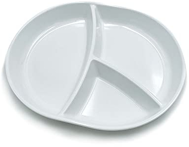 Piatto da portata a 3 Scomparti Ø cm 29,5x24 in Pura Melamina Decoro Bianco Made in Italy