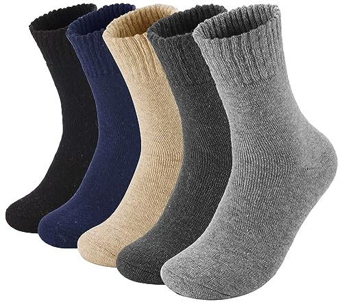MOSOTECH Thermosocken Herren, Warme Dicke Wintersocken Frotteesohle Thermo StrickSocken Kuschelsocken Geschenke für Herren im Winter 5 Paar, Thermo Atmungsaktiv, EU 39-45