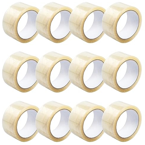 eurofolin Paket-Klebeband transparent leise 12 Rollen, 50mm x 66m, Klebeband leise abrollend, Extra starkes Packband, Universalklebeband transparent leise, Kleberolle für Umzugs-Karton