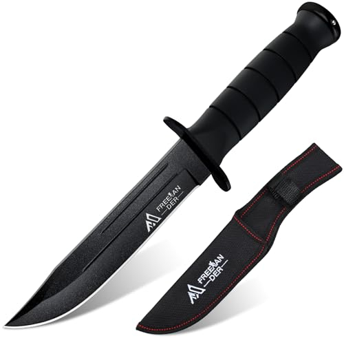 Freelander Outdoor Messer Feststehende, Survival Messer Full Tang 5CR13 Stahl, Scharfes Jagdmesser mit Nylon Scheide, Bushcraft Messer für Camping, Wandern, Geschenke für Männer