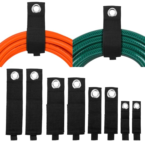 Kigniote 8 Stück Klettband mit Öse Hochleistungs-Aufbewahrungsgurte Kabel Klettband Kabelbinder Wiederverwendbar Kabelbinder Klett für Verlängerungskabel Schläuche Seile（2S+2M+2L+2XL）