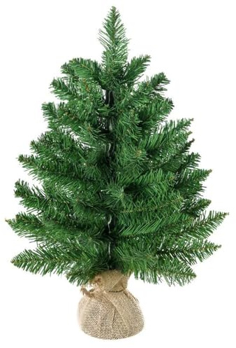 Paluplus Albero di Natale Artificiale da tavolo, Altezza 45 cm, Mini Abete Verde con 46 Rami e Base in Juta, Effetto Realistico, Decorazione Natalizia per Interni ed Esterni -8985