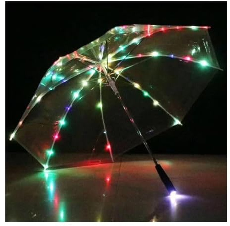 EUYIMOMO Paraguas LED Paraguas Led de 4 colores, paraguas transparentes con linterna, for fotografía de bodas, fiestas, cumpleaños, regalos de Navidad(Style D)