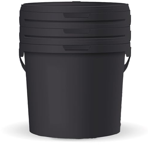 POSH Cubo con tapa – Negro, plástico apto para alimentos, a prueba de fugas, inodoro, resistente, estable, hermético, cubo con asa (3,5 L)