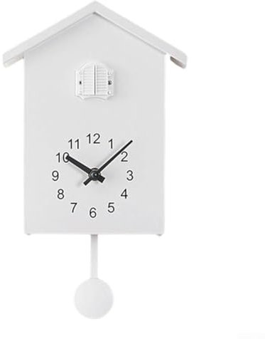 Reloj de cuco decorativo con función de timbre por hora para exhibición de pared (blanco)