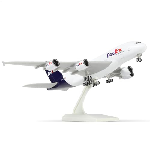 QIYUMOKE Modelo de avión 1/240 A380 con soporte para FedEx de 12 pulgadas | Para modelo de avión Airbus A380, avión coleccionable, regalo para amantes de la aviación, exhibición de oficina y colección