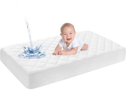 Yoofoss Waterproof Cot Bed Mattress Protector 120 x 60 cm Breathable Toddler Bed Mattress Protector Comfortable Noiseless White