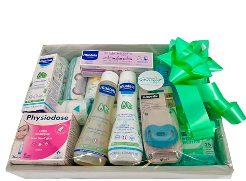 Canastilla Bebé Recién Nacido Cesta Regalo Unisex para Nacimiento y Baby Shower Set de Regalo con Tarjeta Personalizable Ideal para Bautizo y Mamás Primerizas de 0 a 6 Meses Envío Directo al Hospital!