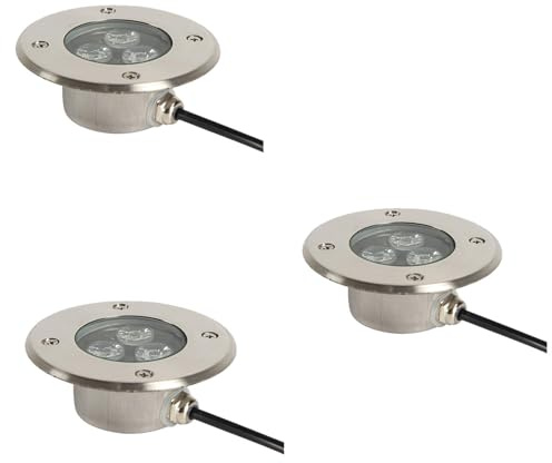 QICBYING Foco Subacuático Empotrado - Luz De Fuente Anular De 3 W, Luces De Paisaje De Bajo Voltaje IP68, Cuerpo De Lámpara De Acero Inoxidable, Luz LED For Terrazas(Warm White,3PCS-12V)