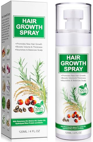 Hair Growth Serum Spray with Biotin - 120ML Natural Scalp Care with Rosemary Oil, Batana Oil Extract for Thinning Hair - Fast Absorbing Spray - Supports Fuller & Stronger Hair for Women & Men
