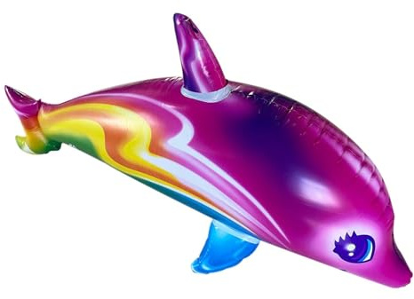 Dolphin Pool Float – uppblåsbar -poolleksak | PVC 83 cm färgglad | vattensimmare | djur-simfest – tecknad ryttare | sommarstänk för barn, kombination