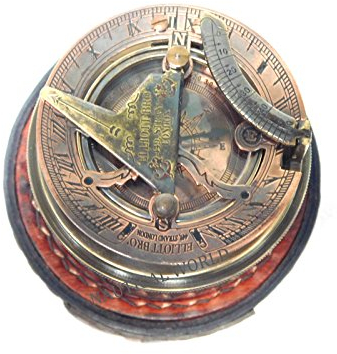 Kompass aus Messing, voll funktionsfähig, mit Sonnenuhr, Maritim, Vintage-Stil, Antik-Optik, nautische Sonnenuhr und Kompass, 7,6 cm