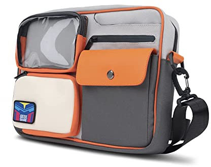 Geekshare Large Capacity Multifunctional Switch/OLED Travel Carrying Case-Color Contrast Vintage Messenger Bag Compatible with Nintendo Switch-Portable Storage Bag for Switch Game Accessories (grey)