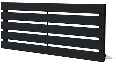 King Black Electric Horizontal Radiator 360mm (h) x 850mm (w) - 500w Single Heat Element (Pre-Filled)