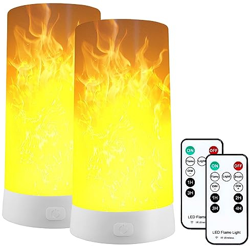 LED Flame Effect Light, USB Rechargeable Fire Lamp with Remote & Timer