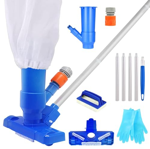 Aspirador de Piscina, Limpiafondos Piscina, PortáTil Limpiafondos Piscina Manual con Barra Telescópica, Kit de Limpieza Piscina, Desmontable Aspiradoras de Mano para Piscinas, Jardin, Estanques