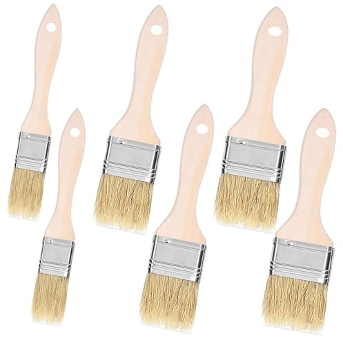 Backpinsel 6 Stück BBQ Pinsel, Naturfaser Grillpinsel,Heitzebeständige Backpinsel Holz, Küchenpinsel Naturborsten für Backen Kochen Grillen (Style 1)