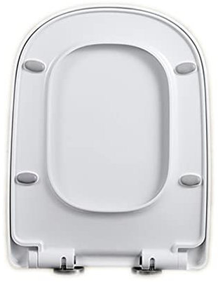 Siège de toilette carré à fermeture douce avec charnière à dégagement rapide, installation facile, charnières réglables, siège de toilette carré blanc 04K