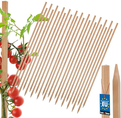 KOTARBAU® Set med 25 tomatstavar, växtstavar, 120 cm, staketstolpe, trästolpar, spetsigt, växtstöd, staketstolpar, växtstöd, träväxtstavar för stabilisering, växtstöd