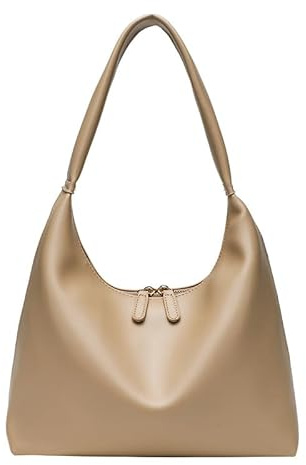 CUNGGI Hobo Bag Weiches PU Leder Tote Tasche große Damen Schultertasche Handtasche Vintage Slouchy Unterarm Tragetasche für tägliche Büroreisen (Milch Tee)