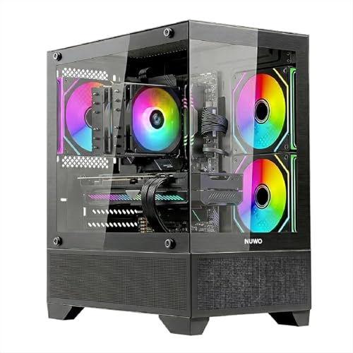 Nuwo Flow FK100 Case PC Gaming Micro-ATX Mini Tower | 3 Ventole ARGB 120mm | Pannello Frontale e Laterale in Vetro Panoramico | Nero