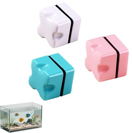 MiOYOOW Nettoyeur Magnétique Aquarium, Lot de 3 Brosse Nettoyage Vitre Double Face Aimant Fort, Racloir Algue Forme Rectangle, pour Éliminer Dépôts Algues, pour Eau Douce et Mer