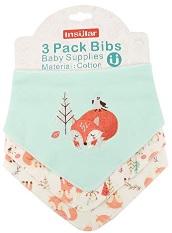 Zerodis Baby Lätzchen, Baumwolle, Dreieckstuch, 3 Stück, Unisex, für Neugeborene, 41x30,5x30,5 cm