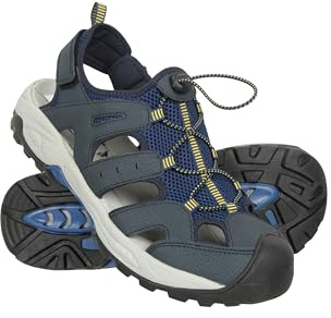 Mountain Warehouse Rift Drainage Mens Shandal - Rubber Toe Bumpers Sandals, Neoprene Lined Shoes, Strap Fastener - Spring Summer, Walking, Holidays, Outdoors Blue Adult Shoe Size 10