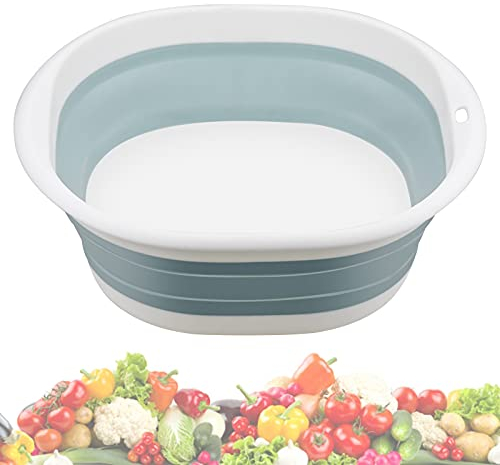5L Collapsible Washing Up Bowl Folding Hand Wash Basin Retractable Portable Laundry Washing Basin Multipurpose Outdoor Fishing Plastic Water Basin for Kitchen Sink Travel Camping Hiking Motorhome