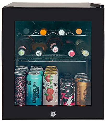 Kuhla Mini Fridge 46L/38 Can Lockable Drinks Fridge Black Table Top with Lock & Key KBC1B