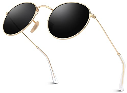 GQUEEN Retro Runde Verspiegelte Polarisierte Sonnenbrille Damen Herren UV400 Schutz MFF7
