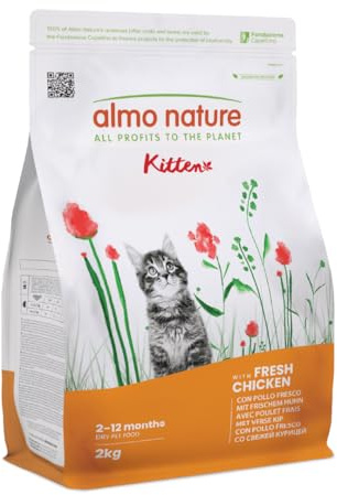 Almo Nature Kitten - Crocchette per Gattini Cuccioli con Pollo Fresco - Per una Crescita Equilibrata dai 2 ai 12 mesi, Adatto in Gravidanza e Allattamento - Sacco da 2kg