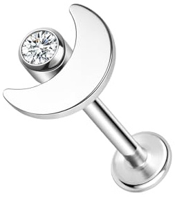ZS ASTM F136 Titanio 16G 8mm Piercing Joyería Para Caracola, Tragus, Hélice, Labio, Labret, Lóbulo De La Oreja – Hipoalergénico Rosca InternaParte Trasera Plana Cartílago Piercing